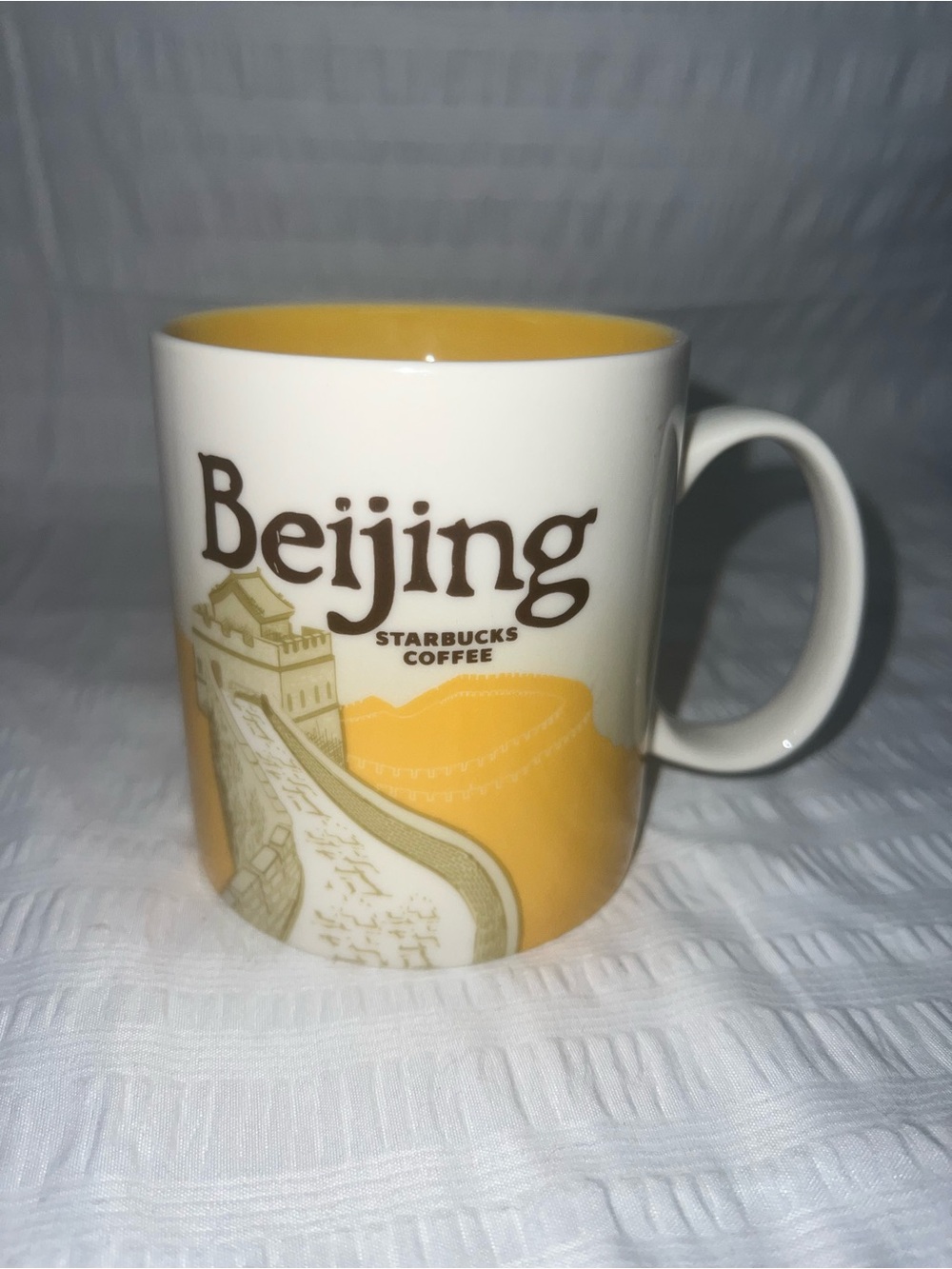 Starbucks Beijing White and Yellow Ceramic Mug